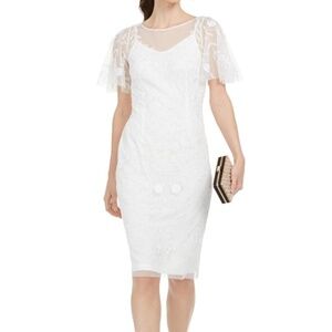 Adrianna Papell Womens Embellished Sheath Dress